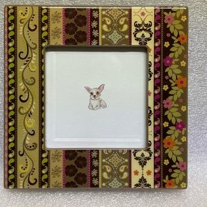 Framed water color painting of small dog